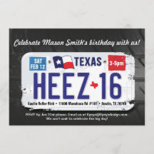 Invitación a la licencia de Texas por decimosexto 