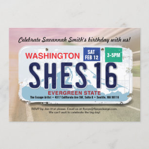 Invitación a la licencia de Washington por 16 años