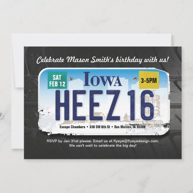 Invitación a la licencia Iowa por el cumpleaños nú (Anverso)