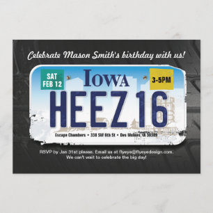 Invitación a la licencia Iowa por el cumpleaños nú