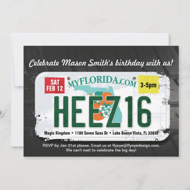 Invitación a la licencia por cumpleaños número 16  (Anverso)