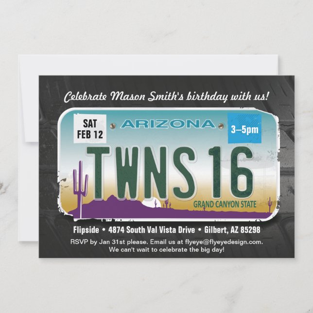 Invitación a la licencia por cumpleaños número 16  (Anverso)