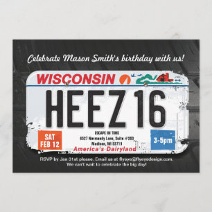 Invitación a la licencia Wisconsin por 16 cumpleañ