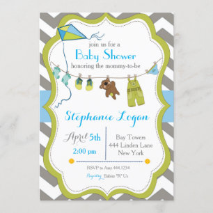 Invitación a la línea de ropa de Baby Shower