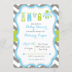 Invitación a la línea de ropa de Baby Shower