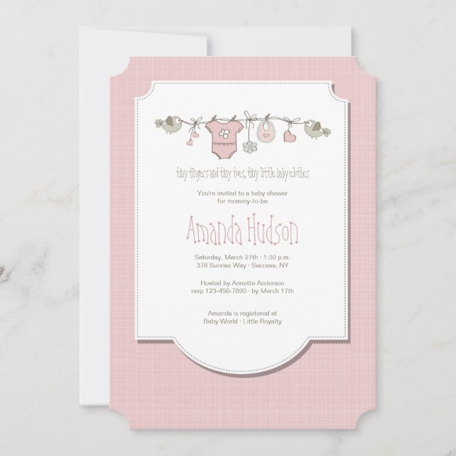 Invitación a la línea de ropa de pequeños pájaros (Anverso)