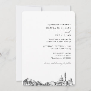 Invitación a la línea de Skyline elegante del Boda