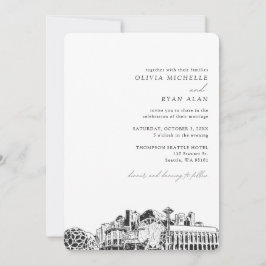 Invitación a la línea de Skyline elegante del Boda