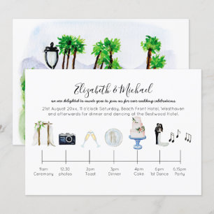 Invitación a la línea de tiempo de la boda de jard