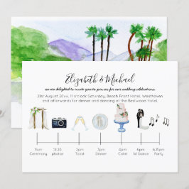 Invitación a la línea de tiempo del Boda tropical
