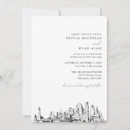 Invitación a la línea elegante del Boda Baltimore