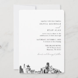 Invitación a la línea elegante del Boda de Houston