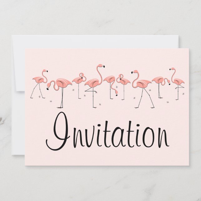 Invitación a la línea rosa de Flamingos (Anverso)