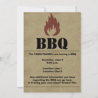 Invitación a la llama de la barbacoa