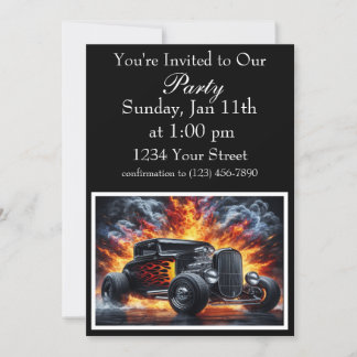 Invitación a la llama del Fiesta de Hot Rod