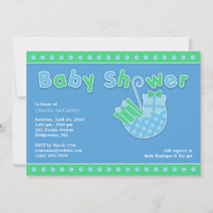 Invitación a la Llanura Azul Verde Baby Shower