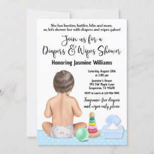 Invitación a la lluvia de pañales para niño