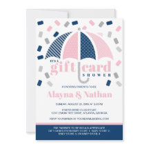 Invitación a la lluvia de regalos en azul y rosa