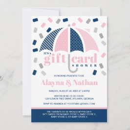 Invitación a la lluvia de regalos en azul y rosa