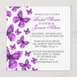 Invitación a la lujosa ducha de mariposa Purple El