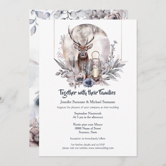 Invitación a la luna de la noche del atún rosa azu (Anverso / Reverso)