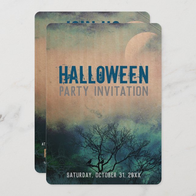 Invitación a la luna de Moody Halloween (Anverso / Reverso)