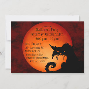 Invitación a la luna del Naranja del gato negro