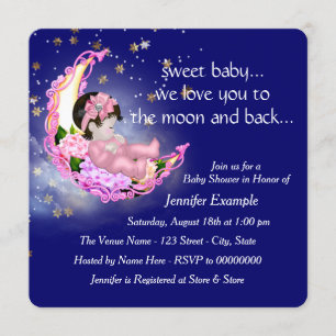 Invitación A la luna y a la espalda Baby Shower