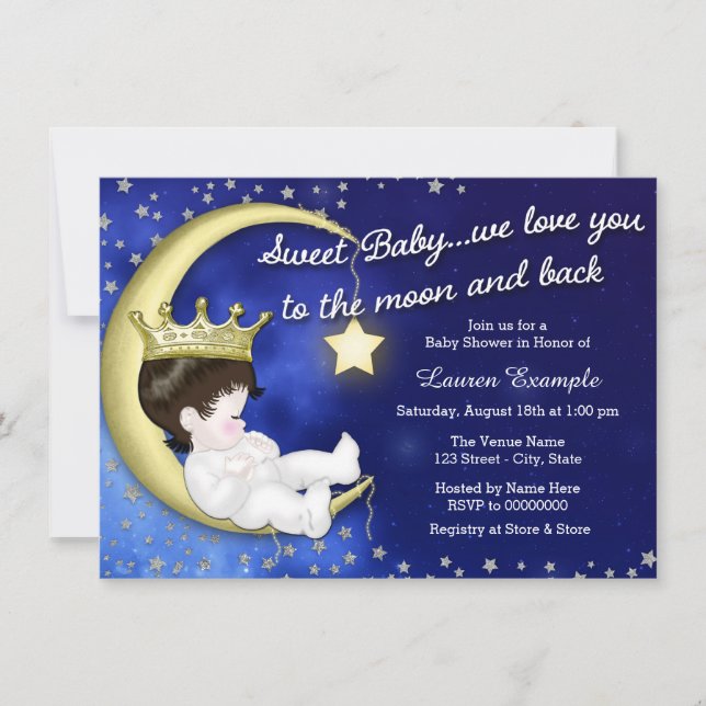 Invitación A la luna y al Baby Shower posterior (Anverso)