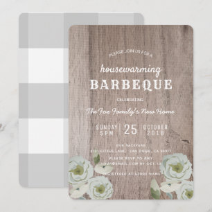 Invitación a la madera Fiesta de la barbacoa de la