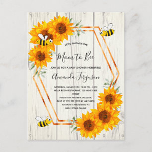 Invitación a la madera para girasoles de abeja rús