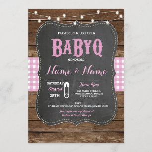 Invitación a la madera rosa color rosa BaByQ Baby 