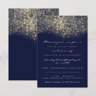 Invitación a la Marina Azul Purpurina Sepia Gold S