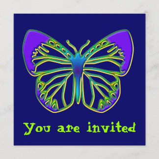 Invitación a la mariposa azul brillante