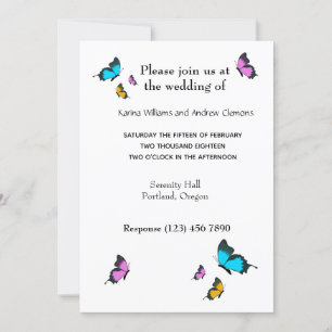 Invitación a la mariposa Boda colorida