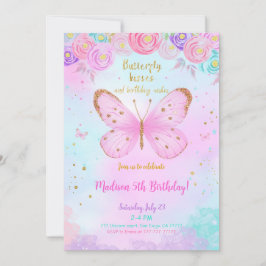 Invitación a la mariposa color agua