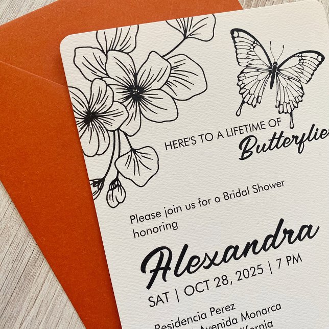 Invitación a la mariposa con ducha de novia, Felt  (Subido por el creador)