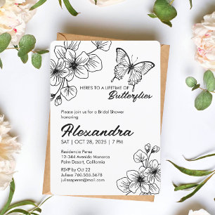Invitación a la mariposa con ducha de novia, mate