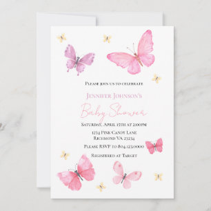 Invitación a la mariposa de Baby Shower, Chica