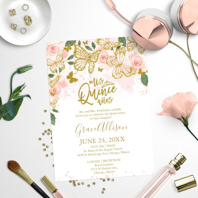 Invitación a la mariposa Quinceanera Bilingual (Subido por el creador)