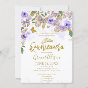 Invitación a la mariposa Quinceanera Bilingual