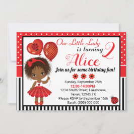 Invitación a la mariquita de cumpleaños con niñita