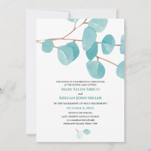Invitación a la masa nupcial de eucalipto por colo