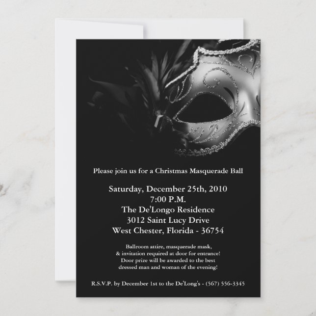 Invitación a la mascara de bolas de máscaras XMAS  (Anverso)