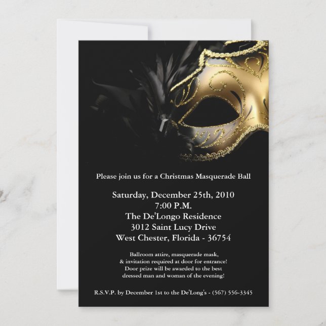 Invitación a la mascara de bolas de máscaras XMAS  (Anverso)