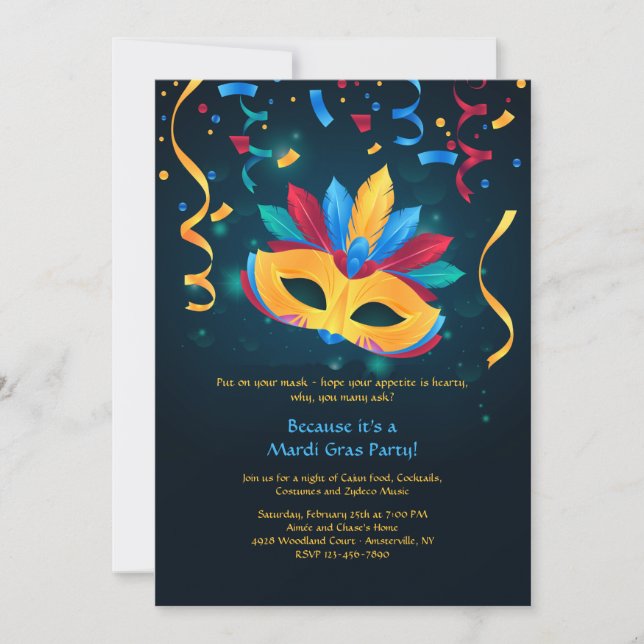 Invitación a la máscara de carnaval (Anverso)