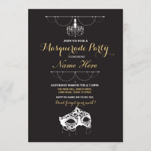 Invitación a la máscara de evento de cumpleaños de