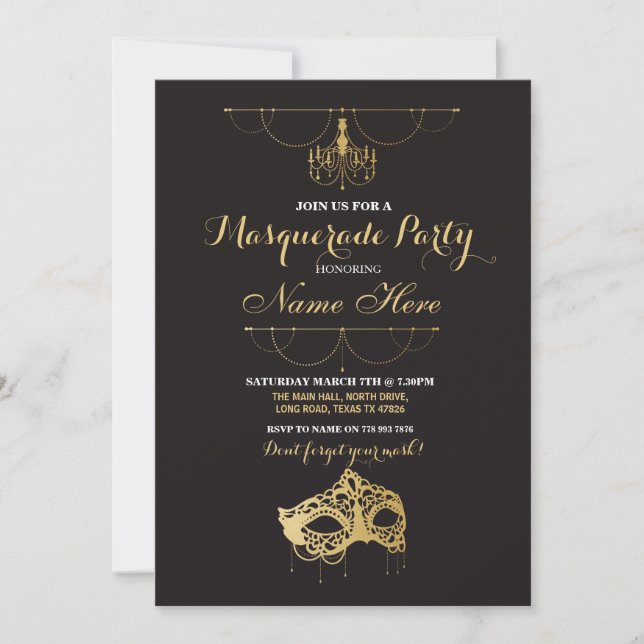 Invitación a la máscara de oro del Fiesta de masca (Anverso)