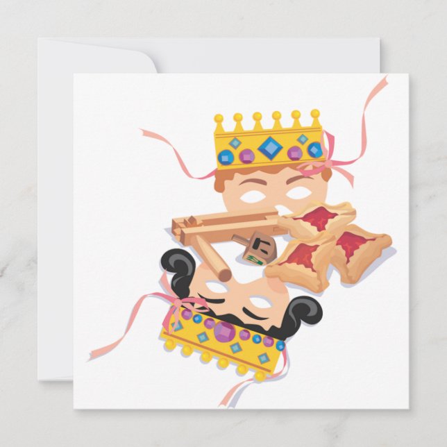 Invitación a la máscara de purim y a las cookies (Anverso)