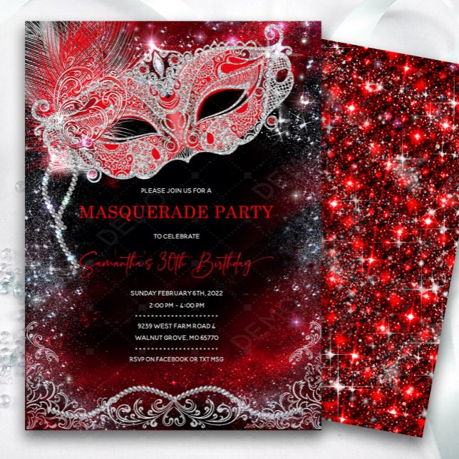 Invitación a la mascarada de plata roja negra (Subido por el creador)